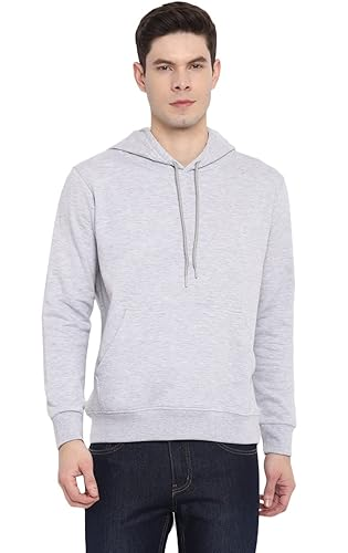 Men's Cotton Fleece Hooded Hoodie (Size-S) (Color-LIGHT GREY)