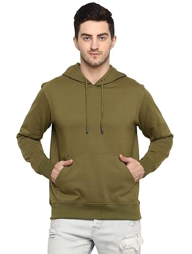 Men's Cotton Fleece Hooded Hoodie (Size-S) (Color-MEHANDI)